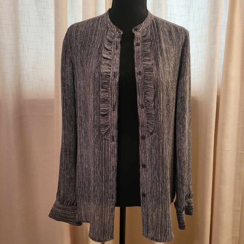 Banana Republic, Slate Blue And Cream, Blouse, S